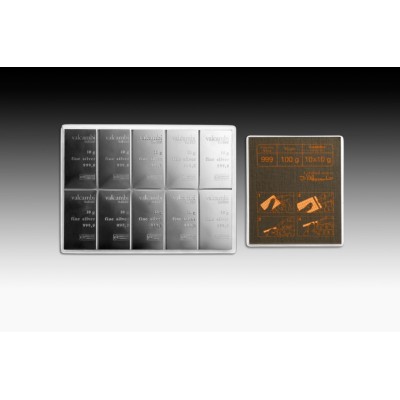 Valcambi Combi Bar 10x10g - Investiční stříbrný slitek