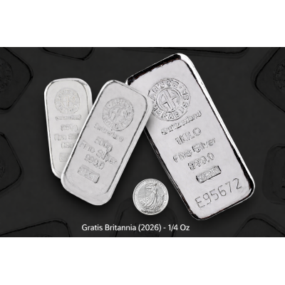 Juego de plata (1 KG + 500g + 250g Argor Heraeus) + monedas de plata Britannia de 1/4 Oz gratis